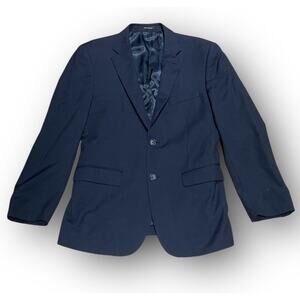 Pronto Uomo Platinum 40 R Blue Navy 100% Wool Mens Suit Blazer Sport Coat Jacket